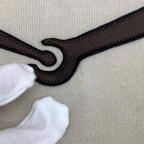 Hermes XS Khaki Horseshoe Buckle Patchwork Long-Sleeved Sweatshirt 100% Cotton R - Picture 4 of 7